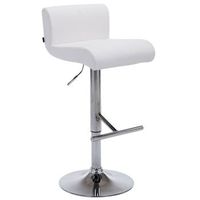 taburete de bar silla alta cn reposapies asiento 360 polipiel blanco y metal cromado m10003747