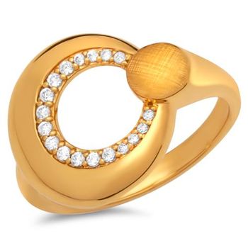 Anillo de plata de moda circonita chapado en oro