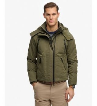 Superdry para hombre. M5012422A Chaqueta Hooded MF Arctic verde (M), Casual, Poliéster Reciclado