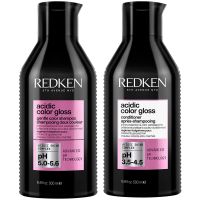 redken acidic color gloss sulphate-free shampoo and conditioner 500ml colour protection routine for glass-like shine bundle