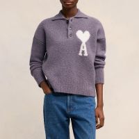 ami off white adc alpaca-blend knit polo jumper - s