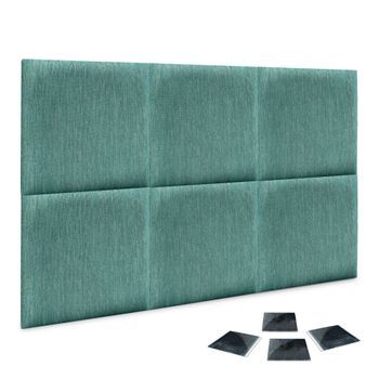 Dhome Juego De 6 Paneles Tapizados De Tela De Lujo Pack Autoadhesivos Para Pared Acústicos Absorbentes Protección (lineal Green, 60x40cm, X6)