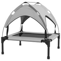 pawhut cama para perros elevada con toldo marco de acero y bolsa de transporte para interior y exterior 76x61x695 cm gris