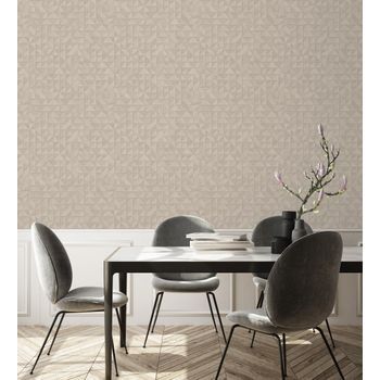 Papel Pintado Vinílico Ecológico Geométrico Efecto Madera Textura En Relieve - Fort William 679282 De Gaulan - Rollo De 10 M X 0,53 M