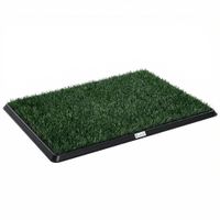 pawhut wc para perros 76 x 505 cm arenero con 2 cespedes sinteticos lavables orinal para cachorros para balcon y hogar negroverde   aosom espana