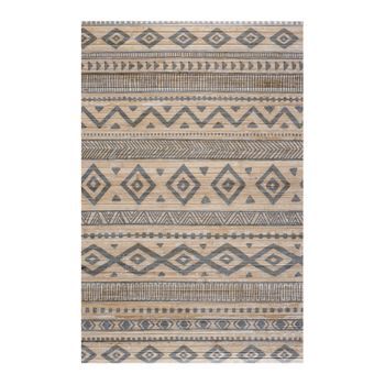 Alfombra De Bambú Natural Antideslizante Étnica Gris, 120 X 180 Cm