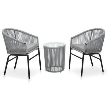 Set Muebles De Jard¨ªn 3 Pzas Y Cojines Rat¨¢n Pvc Gris Antracita