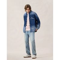 evisu camisa manga larga 2eshtm6sl1022 ht washed denim ls shirt-indm mid tone indigo para hombre