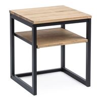 mesita de noche eco three con estante 40x40x47cm negra en madera maciza de pino acabado vintage estilo industrial box furniture