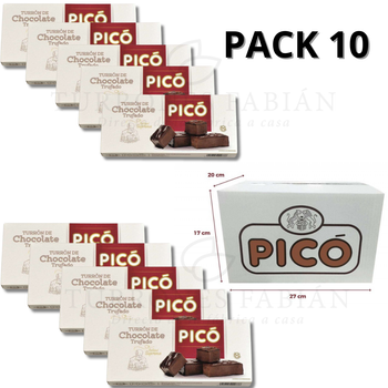 Caja de 10 unidades de Turrón de Chocolate Trufado Pico 200 grs