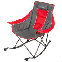silla mecedora plegable con cojin y bolsillos 32x20x125 cm gris y roja