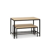 conjunto mesa y 2 bancos lisboa para comedor o cocina estructura metalica