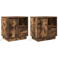 mesitas de noche 2 uds - dormitorio - madera de ingenieria - roble ahumado 50x345x50cm