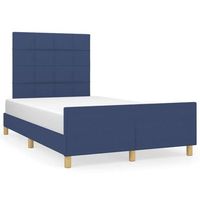 cama doble  cama para adultos  estructura de cama con cabecero tela azul 120x190 cm