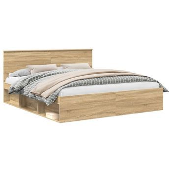 Cama Matrimonial | Cama Para Adulto | Estructura De Cama Sonoma 200 X 200 Cm Madera De Ingeniería