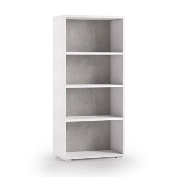 Estantería Multiusos Con Estantes Ajustables Blanca Y De Hormigón