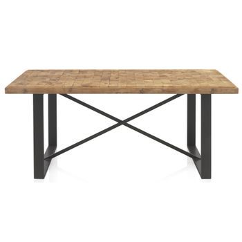 Mesa De Madera Con Frente De Bloques, 184x90 Cm