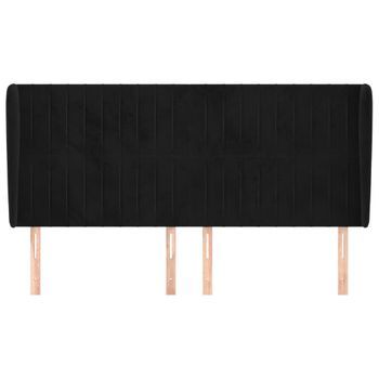 Cabecero Cama Mueble De Dormitorio Con Orejas De Terciopelo Claro 183 X 23 X 118/128 Cm Negro M02_0003823