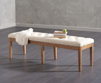 Camille Large Cream Fabric Bench