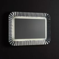 espejo moderno con marco de vidrio fundido color plata 94 x 68 cm