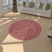 alfombra peluda trista rosa 120 cm redondo