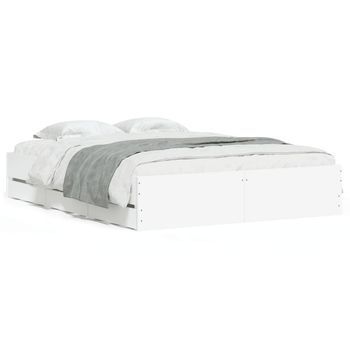 Cama Matrimonial | Cama Para Adultos | Estructura De Cama Madera De Ingeniería Blanco 150x200 Cm