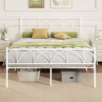 cama matrimonio de acero homcom 140x190 cm- blanco