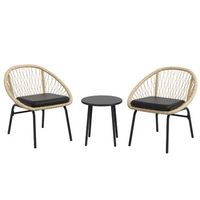conjunto de muebles de jardin de ratan de 3 piezas  conjunto de muebles de balcon con mesa de centro y 2 sillas conjunto de asientos con cojines resistente a la intemperie poliester amarillo