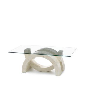 Olimpia - Mesa De Centro (120 X 70 - Transparente) En Cristal Templado Beige