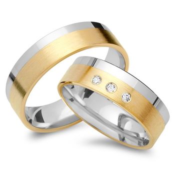 Alianzas 14 quilates oro amarillo-blanco 3 diamantes