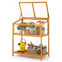 costway invernadero madera marco frio techo transparente abatible estante almacenamiento proteccion macetero elevado casa calor interior exterior naranja