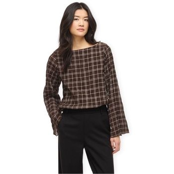 Vila Blusa Top Ebla - Coffe Bean/Birch para mujer