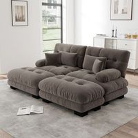 sofa modular marron de 2 plazas con pufs chenilla 220x145x81 cm