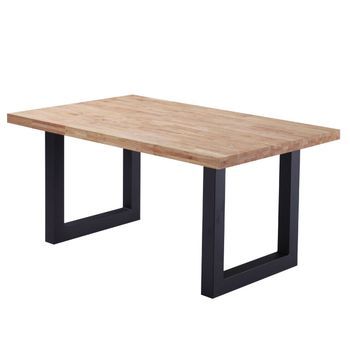 Mesa Comedor Lis Madera  160x100x75 Cm - Roble Y Negro