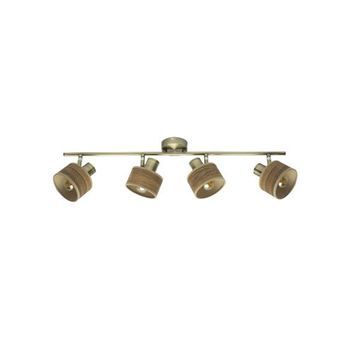 Regleta Nando 4xe14 Cuero/madera Oscura Focos Orientables 16x73x10 Cm