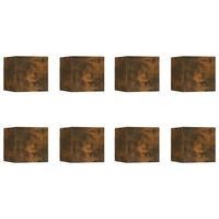 8 uds muebles tv de pared  mueble de salon  armario tv roble ahumado 305x30x30 cm
