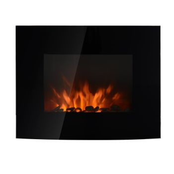 HOMCOM Chimenea Eléctrica de Pared Estufa Eléctrica Calentador de Fuego 900/1800W con Mando a Distancia Termostato Llama LED 7 Colores   Aosom España