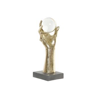 Figura Resina Cristal 13,5x13,5x36 Mano Dorado