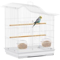 jaula para pajaros pawut con 4 puertas 2 perchas bandeja deslizante para pajaros inseparables loros pinzones con pajaritos 475x36 x cm blanco