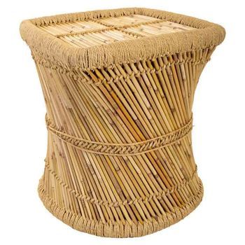 Mesa Auxiliar De Bambú Marrón 43x43x47