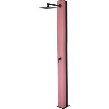 Ducha De Acero 316 En Rosa Coral Y Negro Mate Para Piscina Elegante