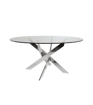 Mesa de centro redonda ø80 cm de cristal con patas metal