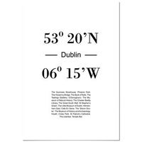 panorama cuadro de aluminio coordenadas ciudad de dublin 70x100 cm