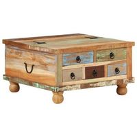 mesa de centro vintage de estilo industrial con 5 cajones en madera recuperada coloreada 70 x 70 x 38 cm dec038242