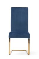 malaga blue velvet gold leg dining chairs - blue