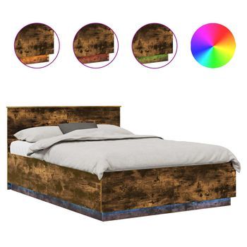 Cama Matrimonial | Cama Para Adulto | Estructura De Cama Con Cabecera Roble Ahumado 150 X 200 Cm