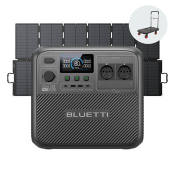 BLUETTI Elite 200 V2 con Panel Solar 500W Power Station 2073Wh, 2 Tomas CA 2600W (3900W Pico), Camping, Off-Grid y Emergencias