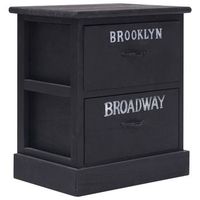 pack 2 uds mesitas de noche  mesa auxiliar  mesilla madera paulownia negro 38x28x45 cm