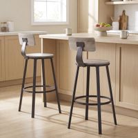 2 taburetes altos de cocina con respaldo de color greige y negro