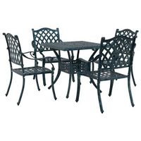 conjunto de comedor de jardin de 5 piezas  en verde de aluminio fundido v0376 unico  verde
